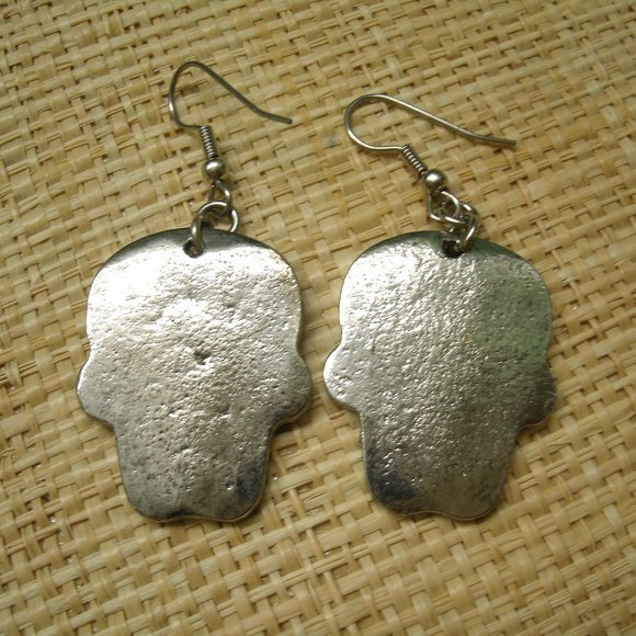 Pewter Sugar Skull Earrings - Picture 6 of 8